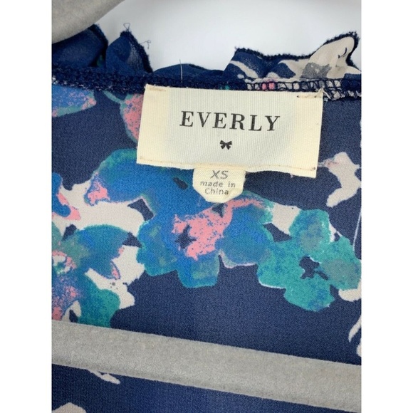 Everly blouse XS floral popover hi low lightweight sheer flowy cottage ruffles - Picture 3 of 6